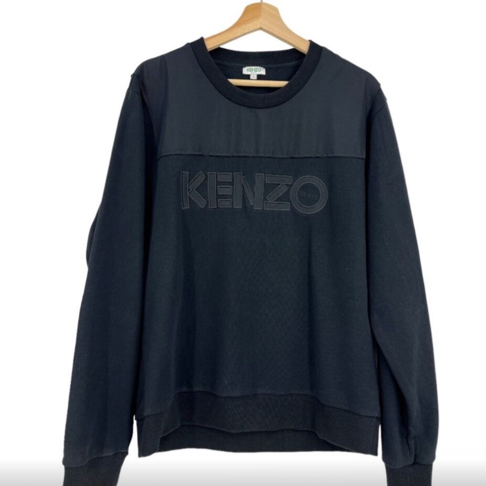 Kenzo Black Crewneck Sweater with Logo